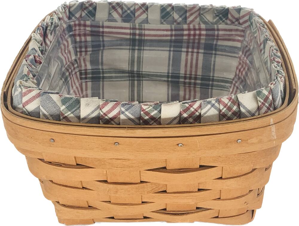 Longaberger Large Berry Basket Combo Square Liner Protector 1996 Light Plaid